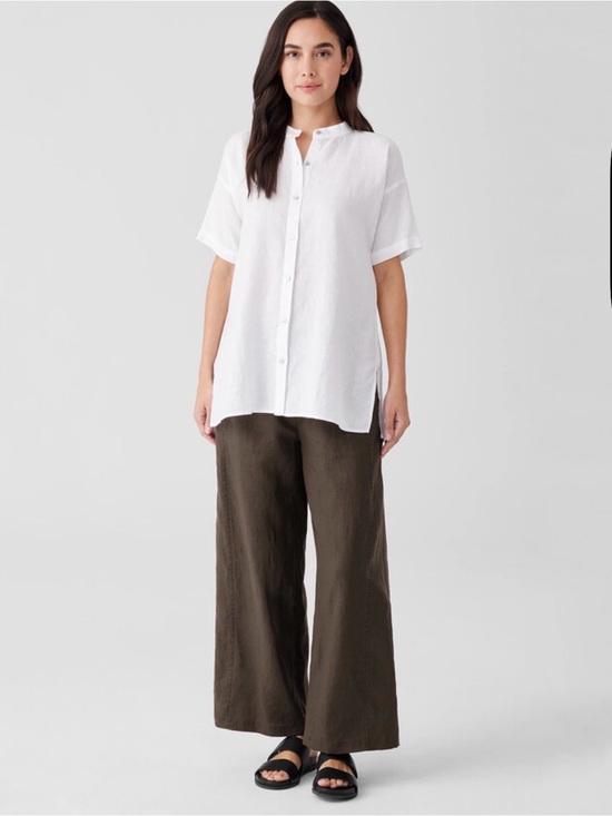 Eileen Fisher Tops - Eileen Fisher Handkerchief Linen Short-Sleeve Long Shirt White Extra Small XS